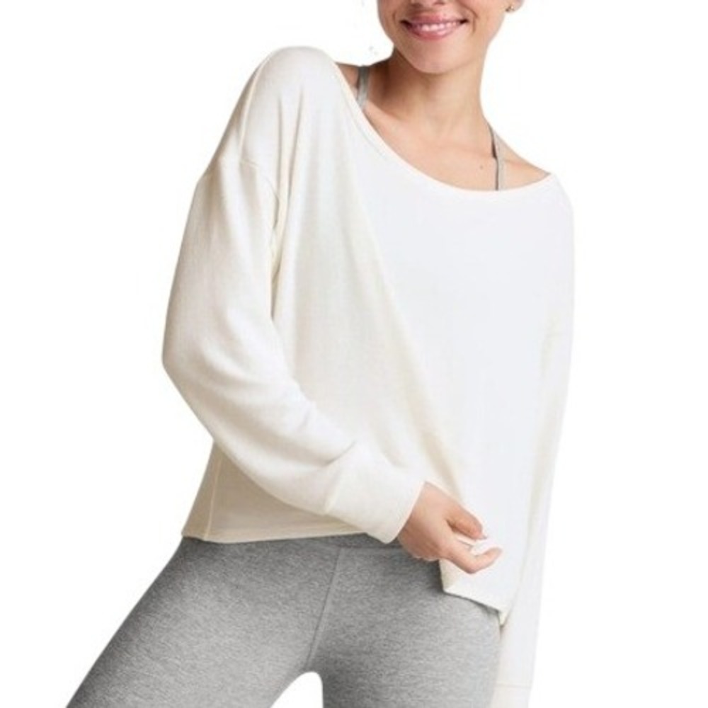 Beyond Yoga Let Loose Pullover Off White Athleisure Soft Womens Small